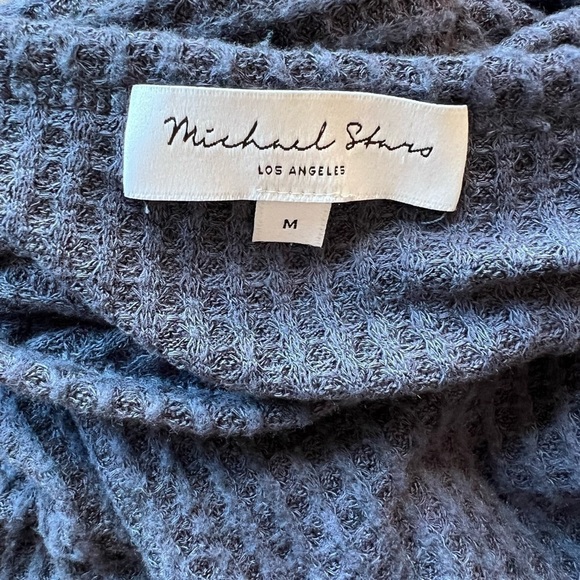 MICHAEL Stars Women’s Blue Waffle Knit Top Size Medium - Picture 7 of 7